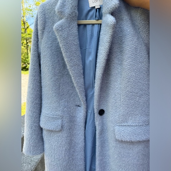 LOFT Cozy Herringbone Coat Cotton Blue Size XXS - Picture 15 of 15